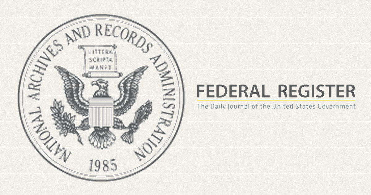 Federal Register official share card, the Daily Journal of the United States Government wordmark