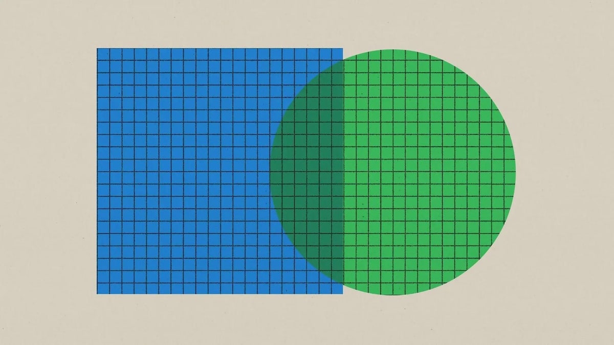 Anthropic illustration of a blue gridded square overlapping a green gridded circle, from its announcement of the GSA agreement