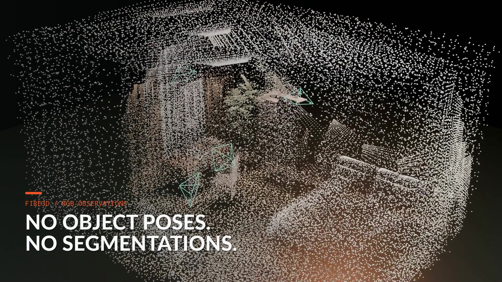 FIRE3D project launch poster: feed-forward interactive 3D scene reconstruction from casual RGB (UIUC and Cornell)