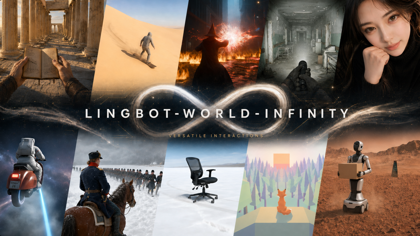 Official Robbyant LingBot-World Infinity README teaser still for interactive world-model release