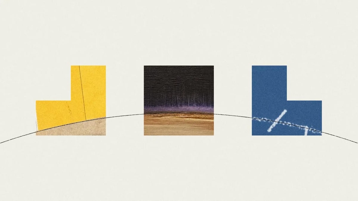 Anthropic illustration of three colored paper shapes along a curved line, from the Claude Haiku 5.5 announcement