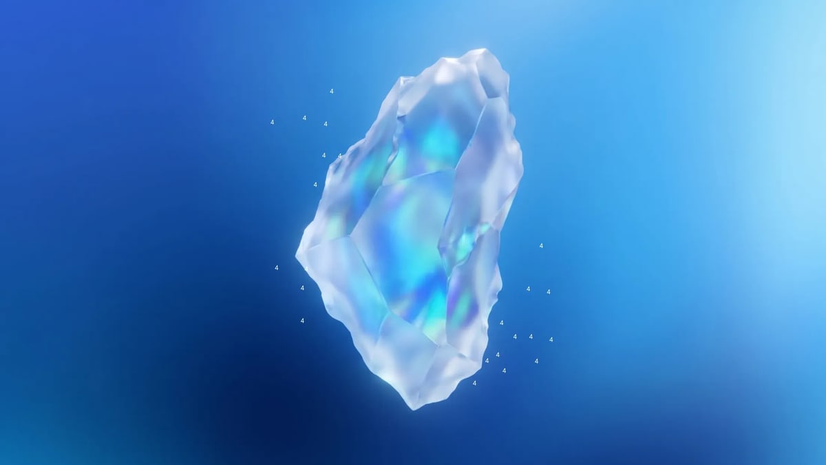 Google illustration of a faceted crystal surrounded by small floating number 4s, from the Gemini 4 Carbon announcement