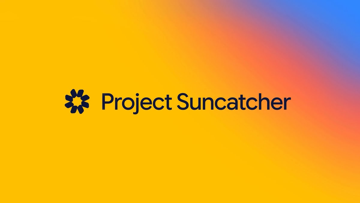 Google's Project Suncatcher logo on a yellow, orange and blue gradient