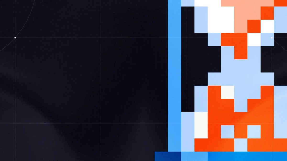 Mistral's pixel-art hourglass illustration from its Timestral announcement