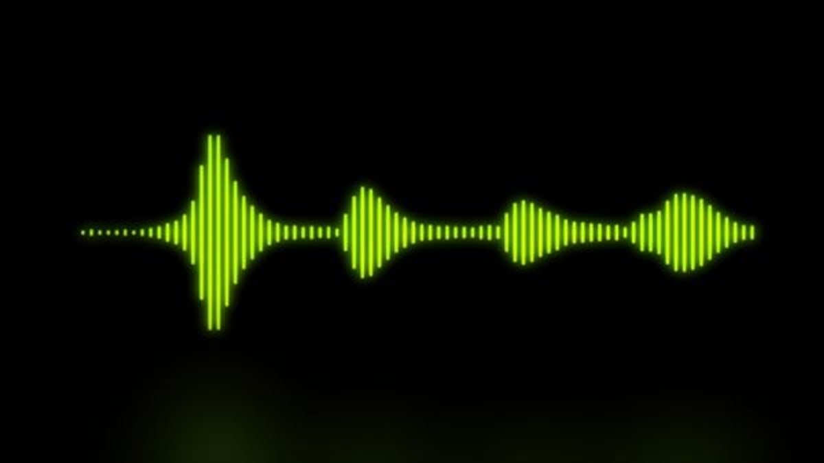 NVIDIA graphic of a glowing green sound wave on a black background