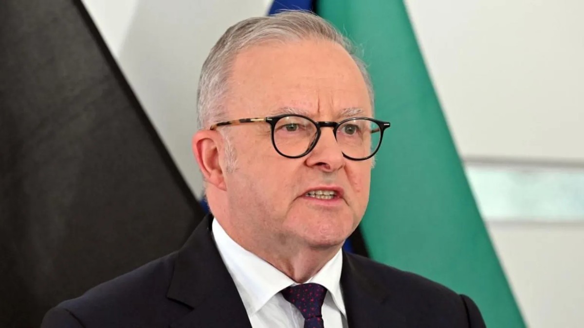 Australian Prime Minister Anthony Albanese speaking at a news conference