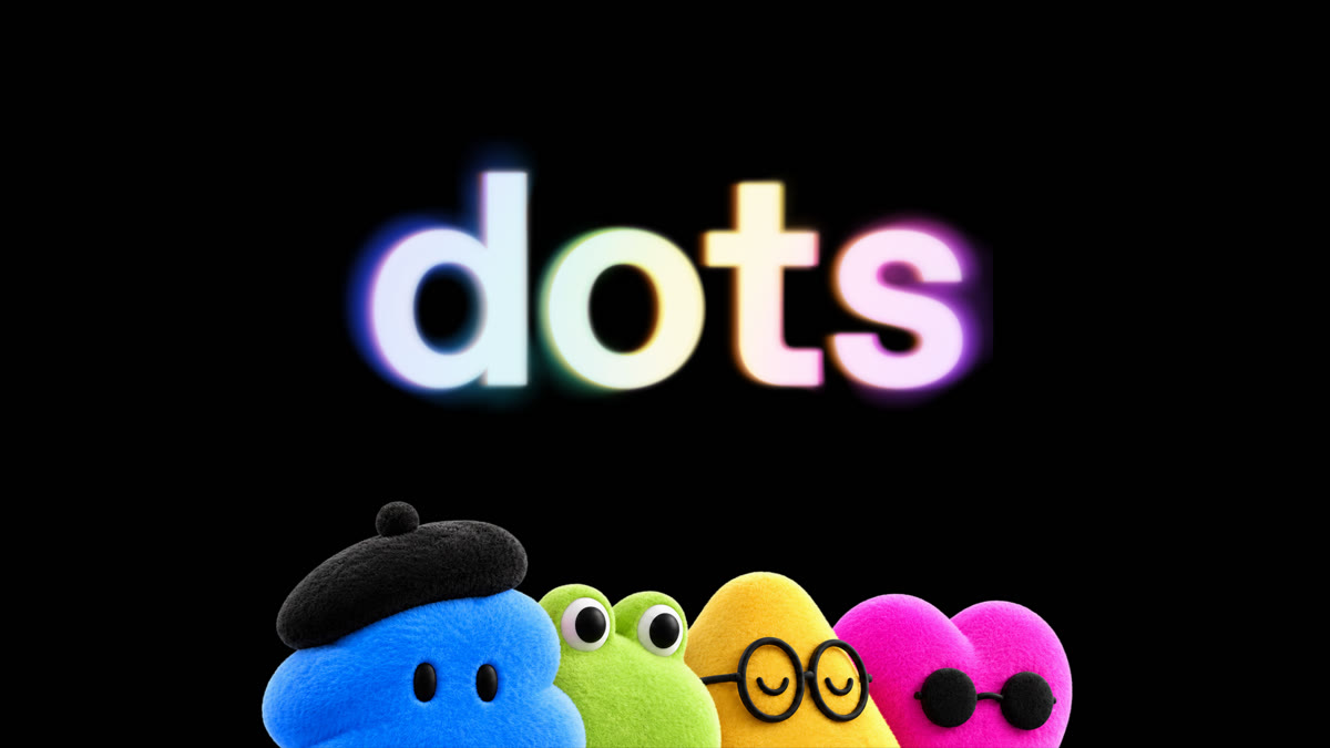 OpenAI Introducing dots still with colorful characters on a black field