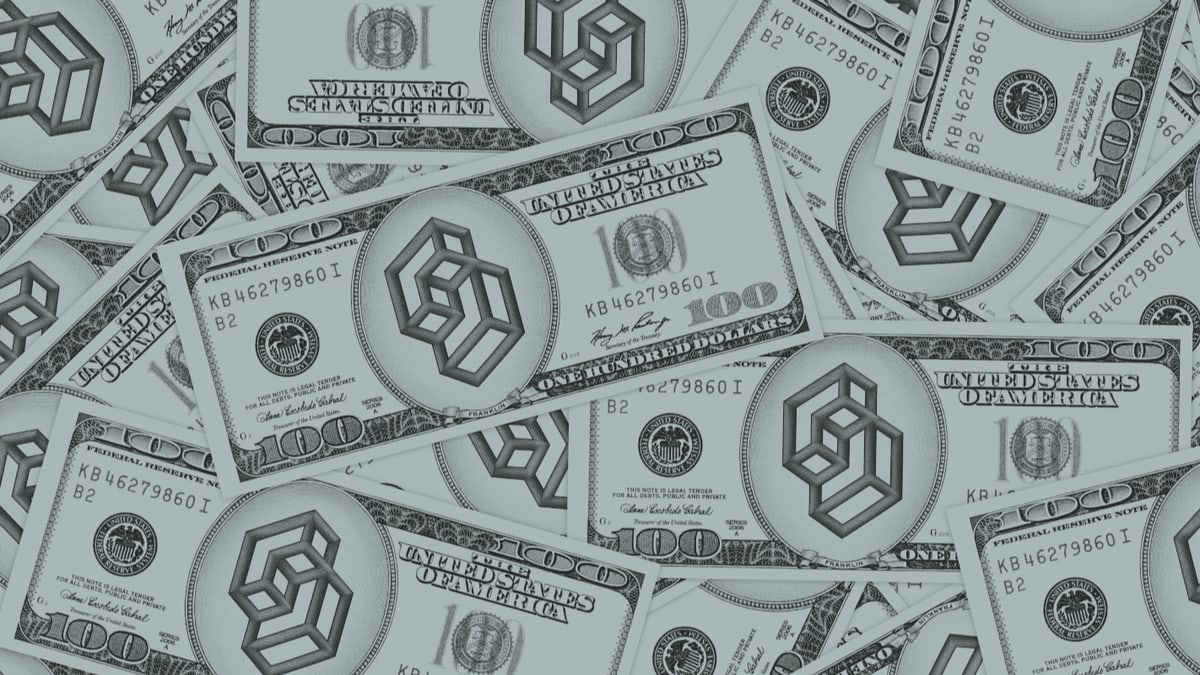 TypeSafe's illustration for its funding announcement: a pile of $100 bills with the TypeSafe logo in place of the portrait
